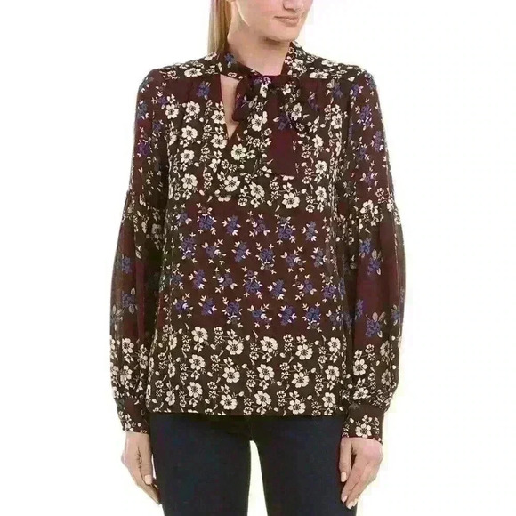 NEW! Parker Women’s XS Floral Scarf Neck Blouse NWT $248 - Picture 1 of 2